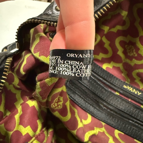 orYANY Black Leather Cow Hide Large Satchel Crossbody Handbag - Picture 11 of 16